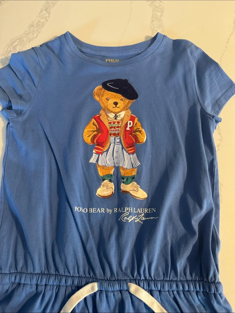 Ralph Lauren Blue Polo Bear Cotton T-Shirt Dress
